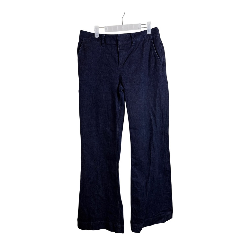 Lauren Jeans Co. Ralph Lauren Dark Blue Wash Denim Wide Leg Jeans Women Size 8